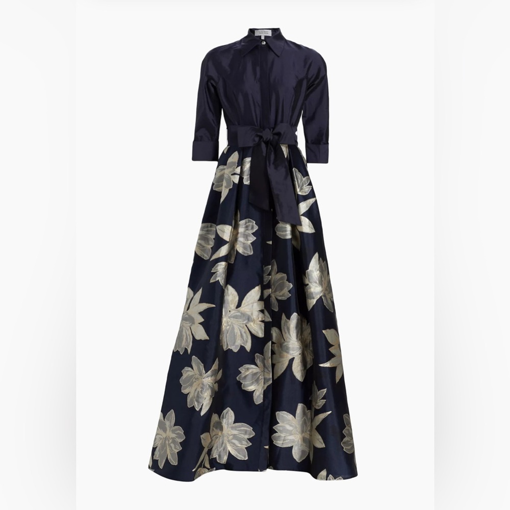 Teri Jon by Ricki Freeman Shirtwaist Floral Jacquard Gown 6- NEVER WORN - Picture 8 of 8